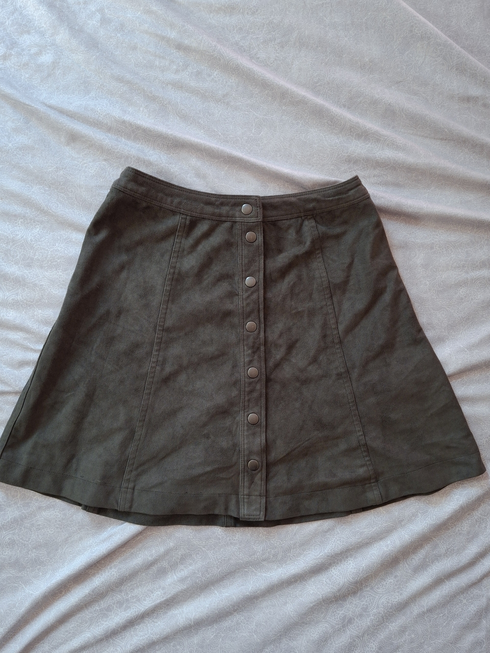 Abercrombie & Fitch Green Fauxe Suede Button-Front Skirt 2